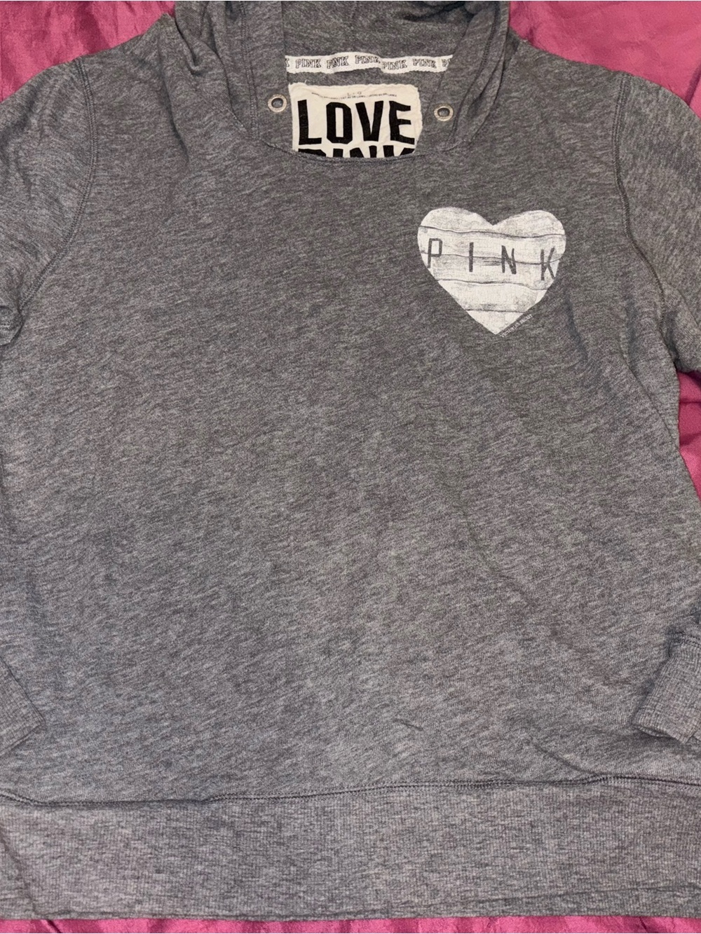 PINK Victoria's Secret Gray Heart Pullover Hoodie